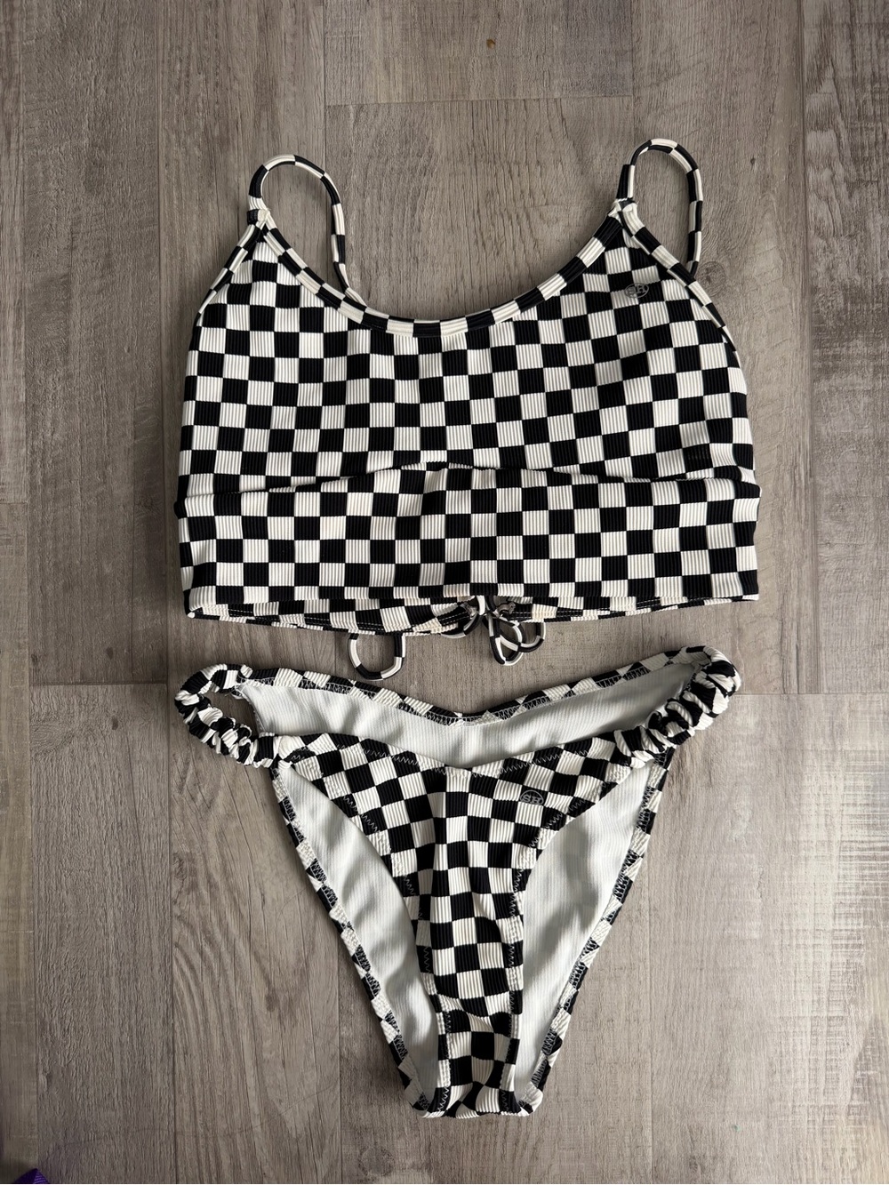 Salty Honey Checkered Black & White Bikini Set